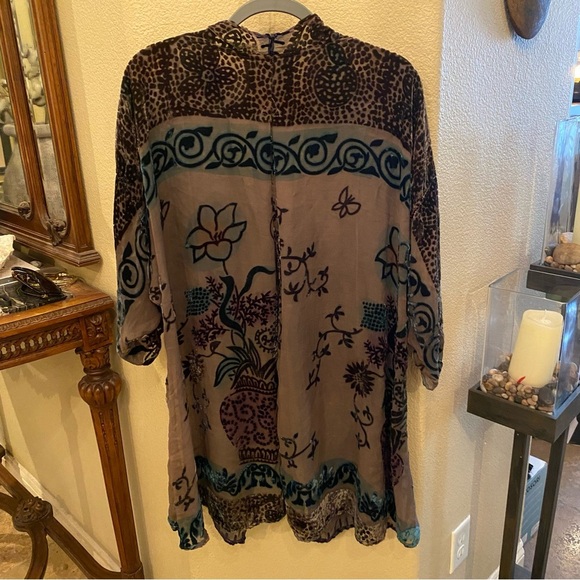 ETHOS Women Silk Floral Sheer Kimono Topper Size 1X Plus - Picture 5 of 8